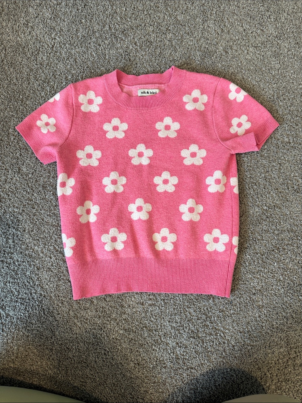 Pink Daisy Knit Top for Kids by